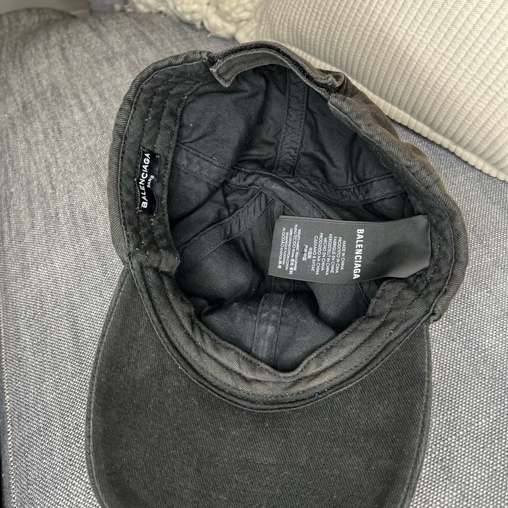 VINTAGE Balenciaga Logo Wave Baseball Hat Black Curved Brim SUPREME Condition - Picture 7 of 12